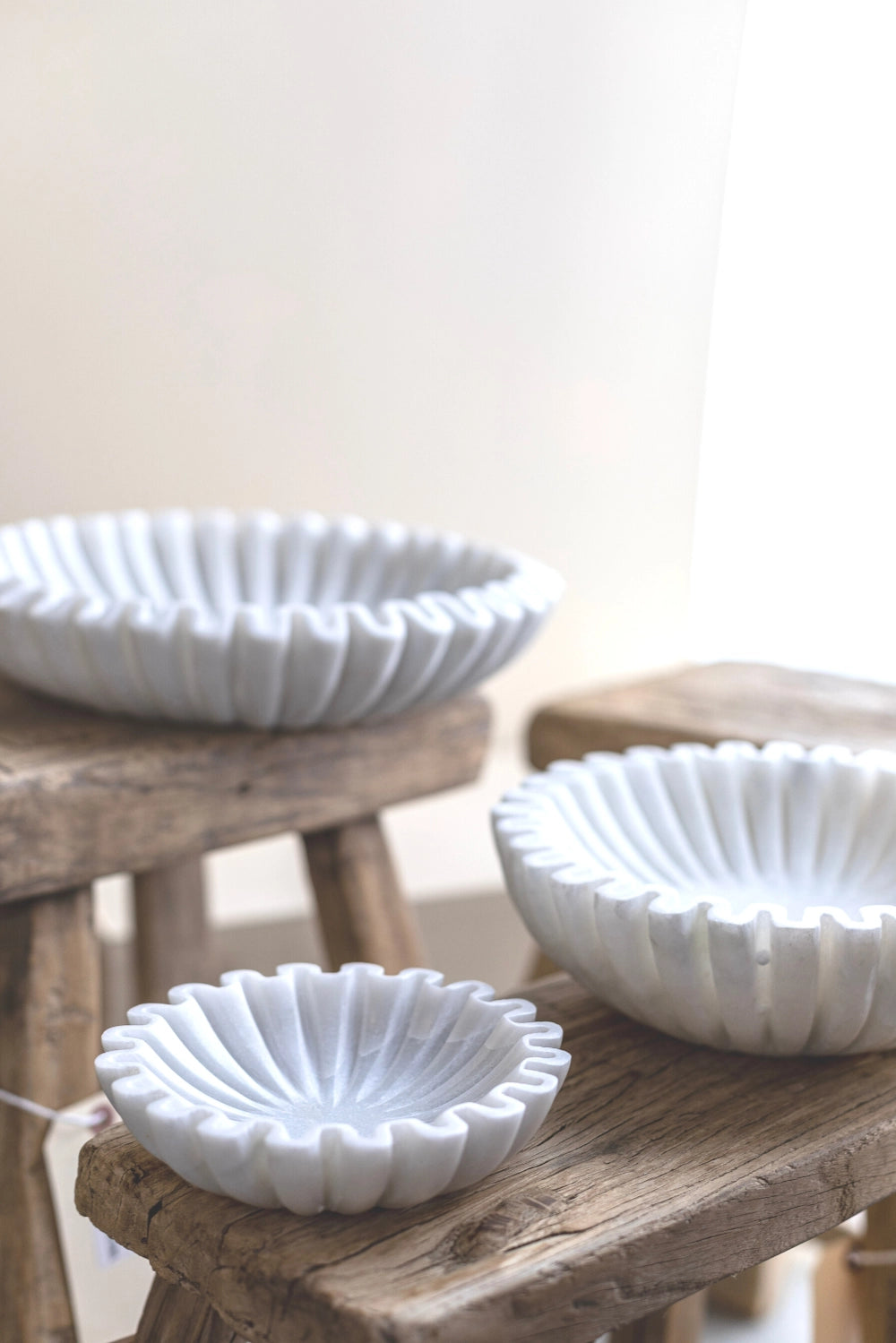 Marble Fluted Scalloped Bowl