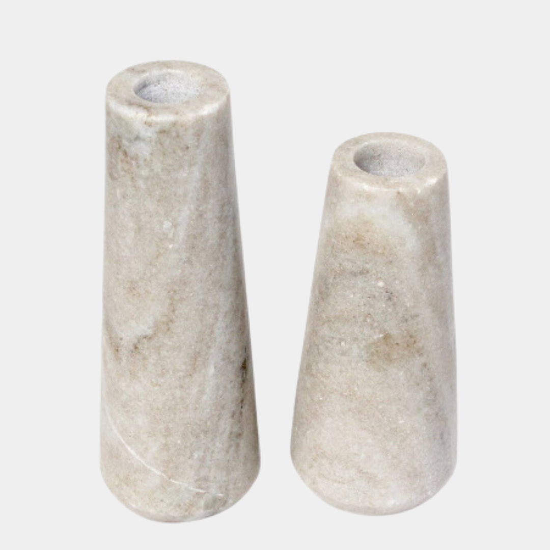Marble Taper Candle Holders Set of 2