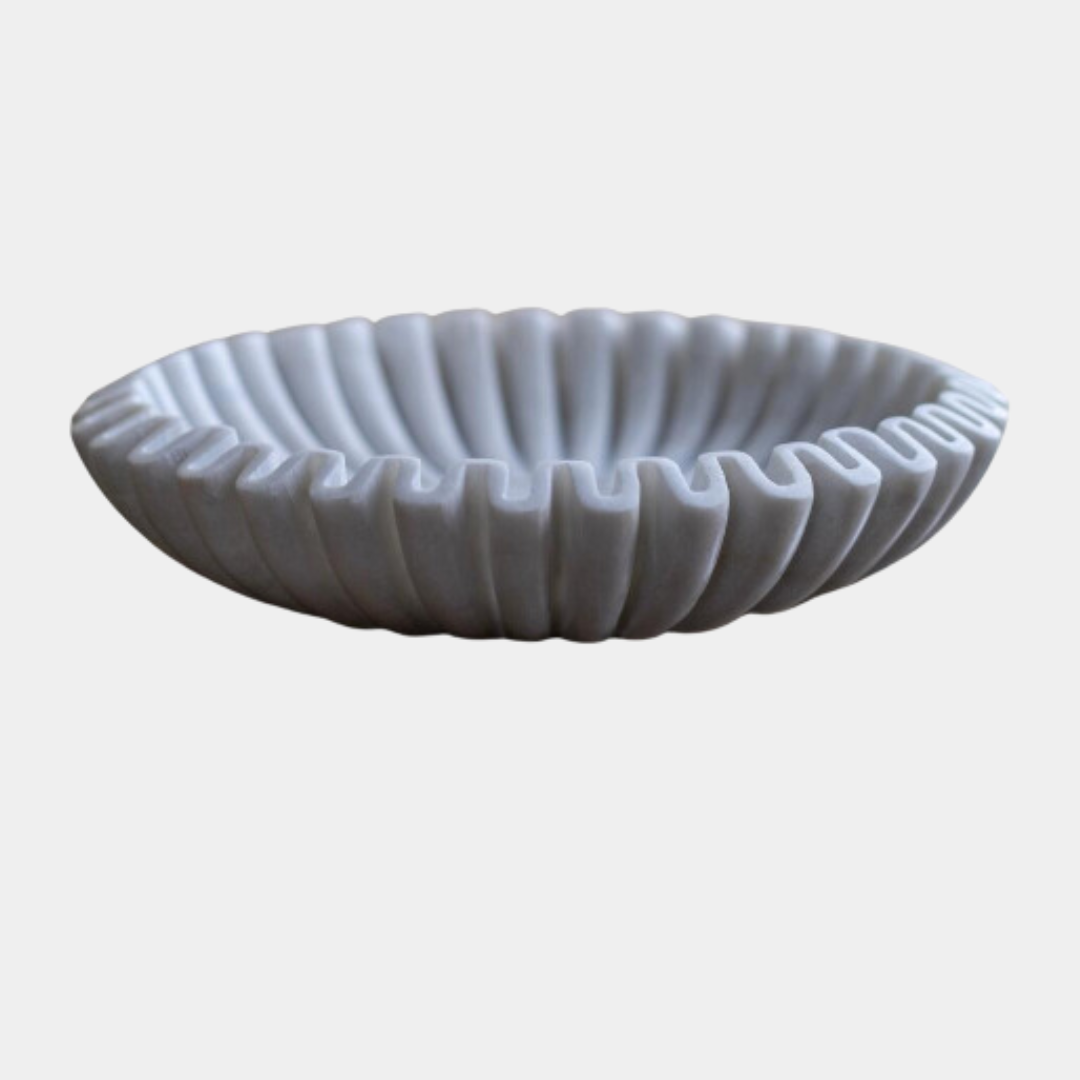 Marble Fluted Scalloped Bowl